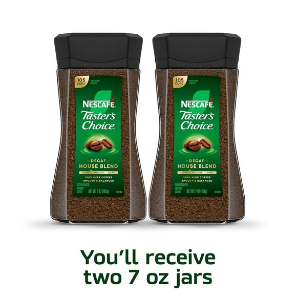 Premium NESCAFÉ Decaf House Blend Instant Coffee, 2x7 Oz Jars - Savor Instantly - Picture 2 of 9